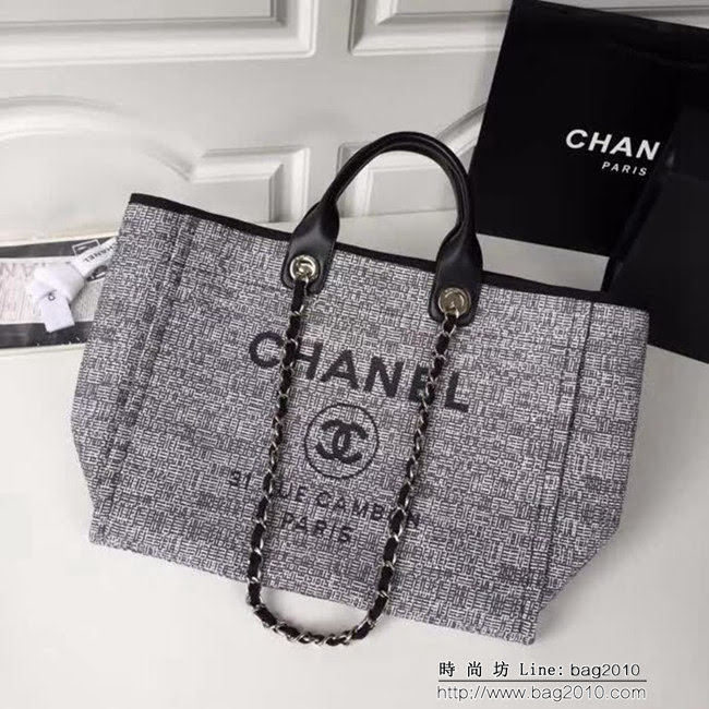 香奈兒CHANEL 2018早春度假系列最新火爆大號帆布沙灘包手提購物袋 DSC1292